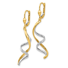14K Two-tone Spiral Dangle Leverback Earrings