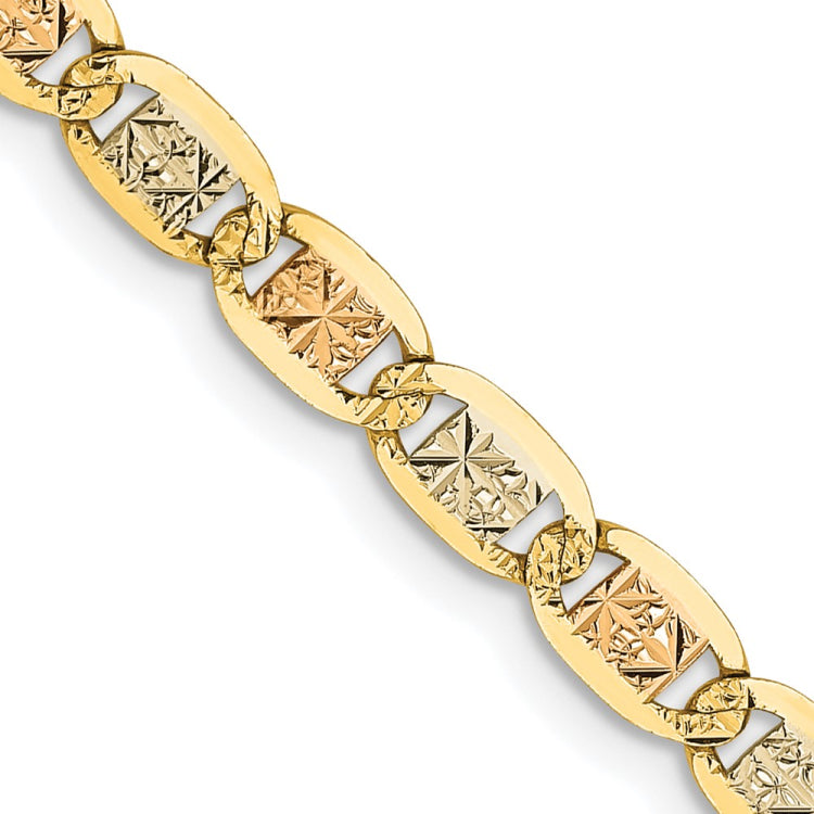 14K 24 inch 3.8mm Tri-color Pav� Valentino with Lobster Clasp Chain