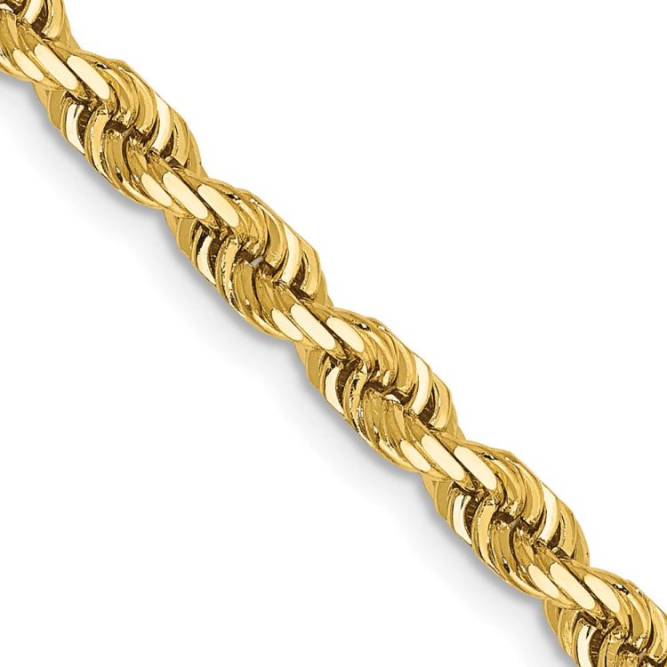 14K 22 Inch 4mm Diamond-cut Quadruple Rope Lobster Clasp Chain