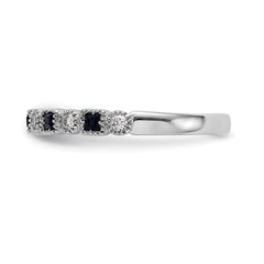 14k White Gold 1/10 carat Diamond and Blue Princess Sapphire Complete Band
