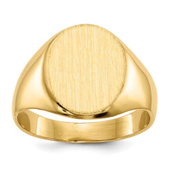 14k 10.5x12.0mm Oval Closed Back Signet Ring