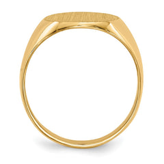 14k 12.0x13.5mm Oval Closed Back Signet Ring