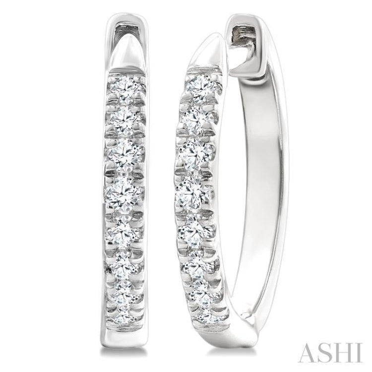 1/4 Ctw Round Cut Diamond Huggie Petite Earrings in 10K White Gold