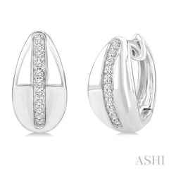 1/6 Ctw Round Cut Diamond Bold Fashion Hoop Earrings in 10K White Gold