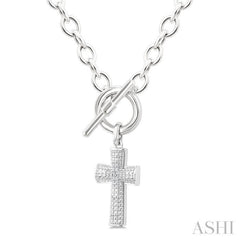 1/20 Ctw Cross Toggle Single Cut Diamond Fashion Necklace in Sterling Silver