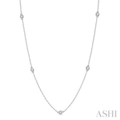 1/3 Ctw Round Cut Diamond Station Necklace in 14K White Gold