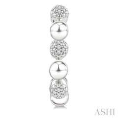 1/10 Ctw Bold Bead Design Single Cut Diamond Fashion Half Hoop Earrings in Sterling Silver