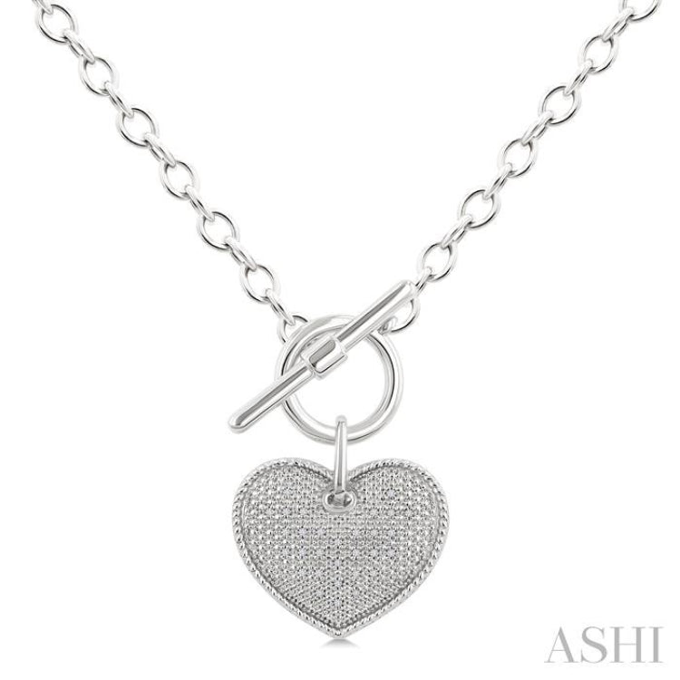 1/10 Ctw Heart Toggle Single Cut Diamond Fashion Necklace in Sterling Silver