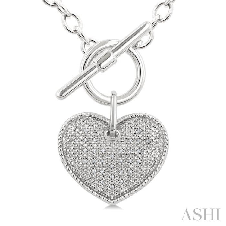 1/10 Ctw Heart Toggle Single Cut Diamond Fashion Necklace in Sterling Silver