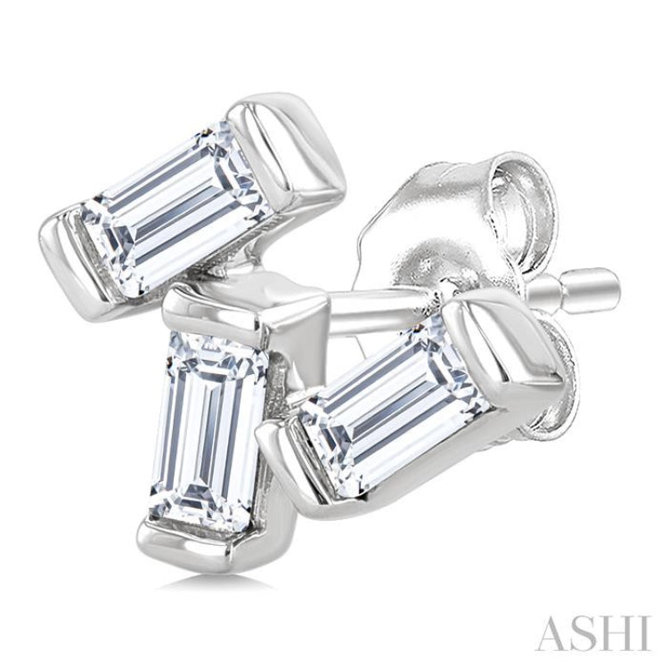 1/5 Ctw Baguette Diamond Petite Fashion Earrings in 10K White Gold
