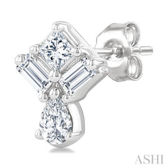 1/3 Ctw Mixed Cut Diamond Fashion Earrings in 14K White Gold