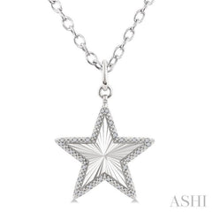 1/10 Ctw Star Fluted Medallion Single Cut Diamond Pendant With Chain in Sterling Silver