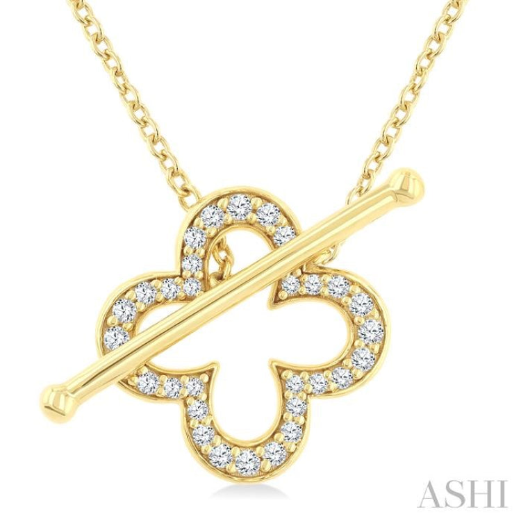 1/4 Ctw CloverToggle Round Cut Diamond Fashion Necklace in 10K Yellow Gold