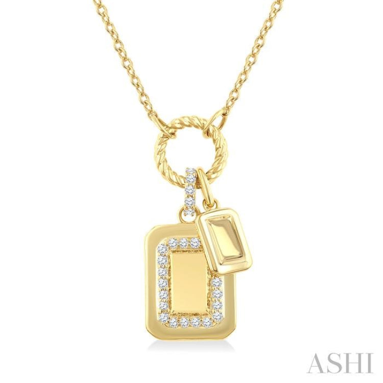 1/6 Ctw Emerald Charm Round Cut Diamond Fashion Pendant With Chain in 10K Yellow Gold