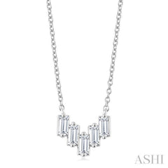 1/4 Ctw Baguette Cut Diamond Necklace in 14K White Gold