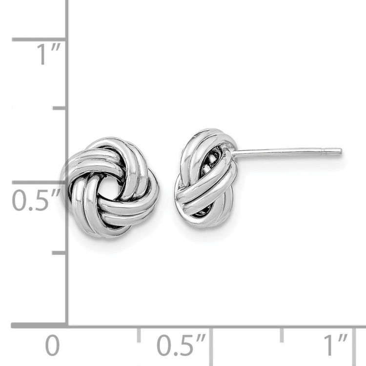 14k White Gold 9mm Polished Double Love Knot Post Earrings