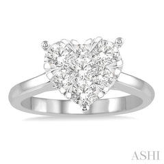 1/2 ctw Round Cut Diamond Heart Shape Lovebright Ring in 14K White Gold