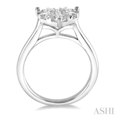 1/2 ctw Round Cut Diamond Heart Shape Lovebright Ring in 14K White Gold