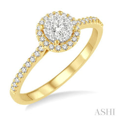 1/3 ctw Round Shape Diamond Lovebright Ring in 14K Yellow and White Gold