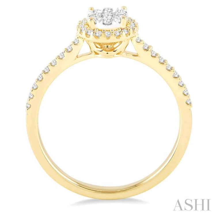 1/3 ctw Round Shape Diamond Lovebright Ring in 14K Yellow and White Gold