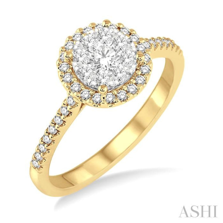 1/2 ctw Round Shape Diamond Lovebright Ring in 14K Yellow and White Gold