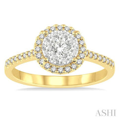 1/2 ctw Round Shape Diamond Lovebright Ring in 14K Yellow and White Gold
