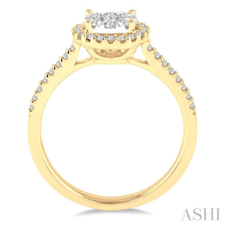 1/2 ctw Round Shape Diamond Lovebright Ring in 14K Yellow and White Gold
