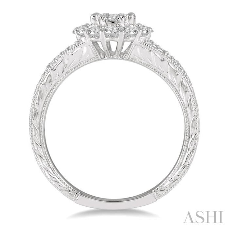 5/8 Ctw Diamond Lovebright Engagement Ring in 14K White Gold
