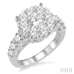 2 ctw Round Diamond Lovebright Ring in 18K White Gold