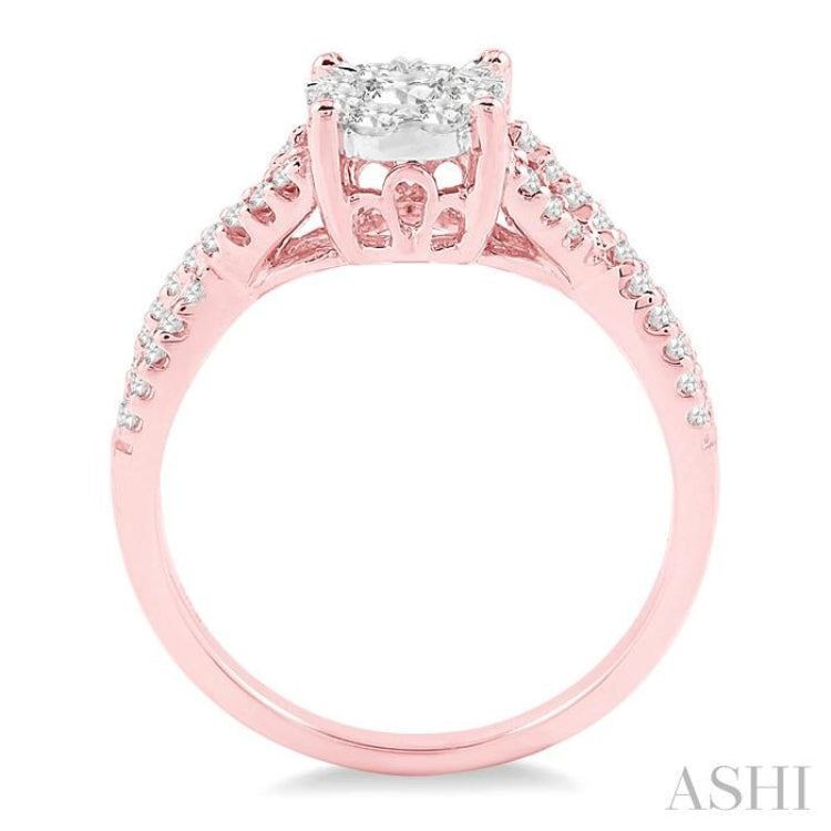 1/3 ctw Lovebright Round Cut Diamond Engagement Ring in 14K Rose and White Gold