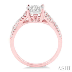1/3 ctw Lovebright Round Cut Diamond Engagement Ring in 14K Rose and White Gold