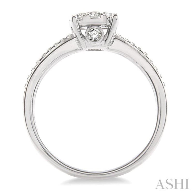3/4 ctw Lovebright Round Cut Diamond Engagement Ring in 14K White Gold