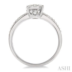 3/4 ctw Lovebright Round Cut Diamond Engagement Ring in 14K White Gold
