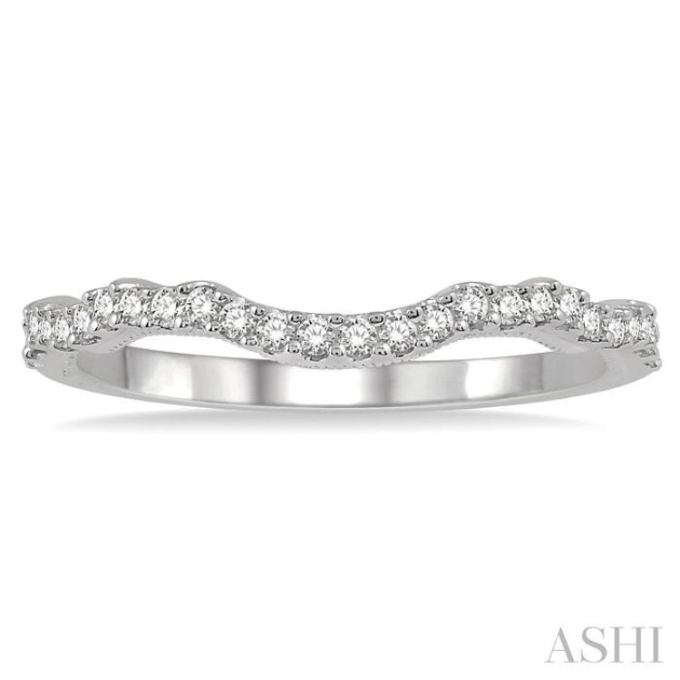1/5 Ctw Curvy Round Cut Diamond Wedding Band in 14K White Gold