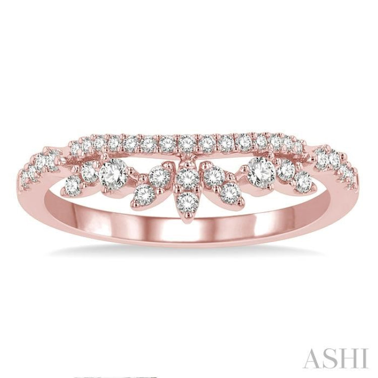 1/3 Ctw Alternating Marquise and Circular Mount Round Cut Diamond Curved Band in 14K Rose Gold