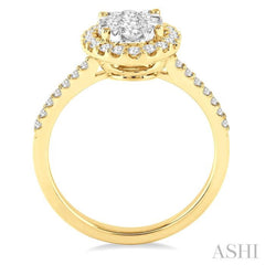 3/4 ctw Oval Shape Diamond Lovebright Ring in 14K Yellow and White Gold