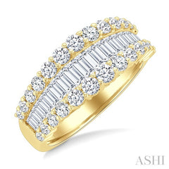 1 5/8 Ctw Baguette and Round Cut Diamond Fashion Band in 14K Yellow Gold