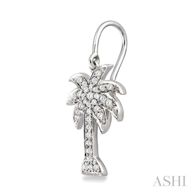1/2 Ctw Round Cut Diamond Palm Tree Earrings in 14K White Gold