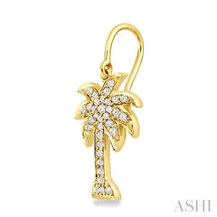 1/2 Ctw Round Cut Diamond Palm Tree Earrings in 14K Yellow Gold