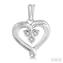 1/50 Ctw Round Cut Diamond Heart Earrings in Sterling Silver