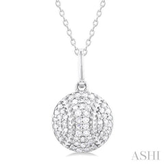 1/5 Ctw Petite Baseball Round Cut Diamond Fashion Pendant With Chain in 10K White Gold