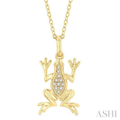 1/20 Ctw Amphibian Round Cut Diamond Petite Fashion Pendant With Chain in 10K Yellow Gold