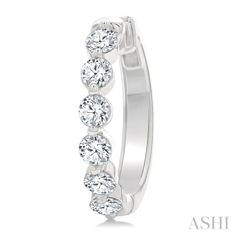 1 1/2 Ctw Prong Set Round Cut Diamond Hoop Earrings in 14K White gold