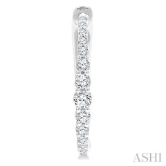 1/2 Ctw Round Cut Diamond Graduated Riviera Hoop Earrings in 14K White Gold