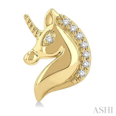 1/20 Ctw Petite Unicorn Round Cut Diamond Fashion Stud Earring in 10K Yellow Gold