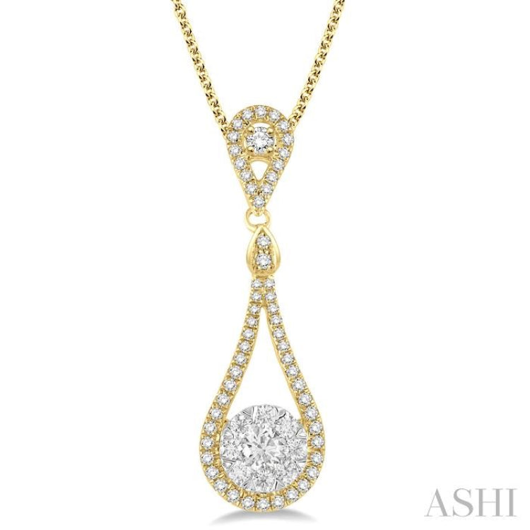 3/4 Ctw Diamond Lovebright Pendant in 14K Yellow and White Gold with Chain