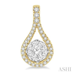 1/2 Ctw Lovebright Round Cut Diamond Earrings in 14K Yellow and White Gold