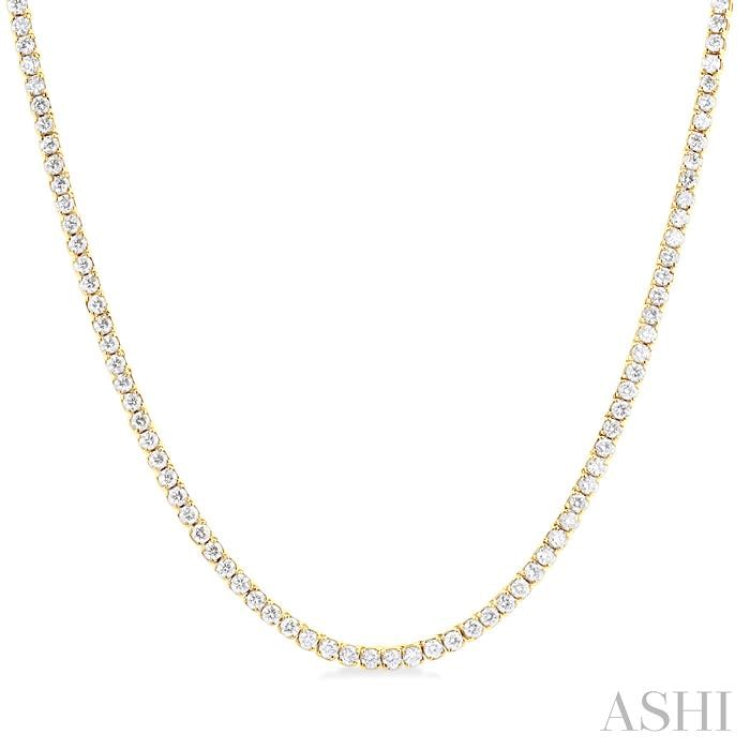 2 5/8 Ctw Round Cut Diamond Paperclip Chain Tennis Necklace in 14K Yellow Gold