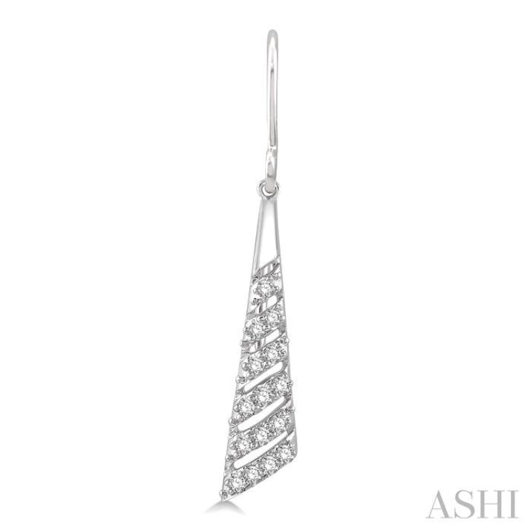 1/5 Ctw Chevron Round Cut Diamond Earrings in 10K White Gold