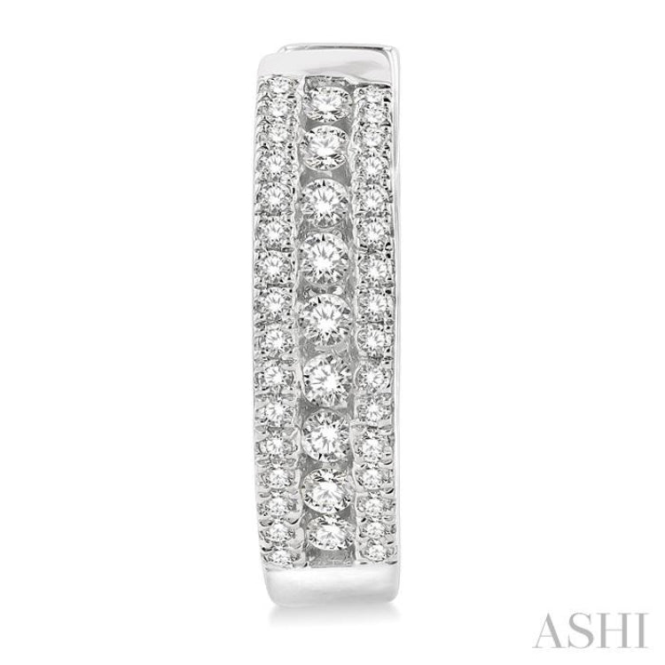 1/2 Ctw Channel Set Round Cut Diamond Hoop Earring in 14K White Gold